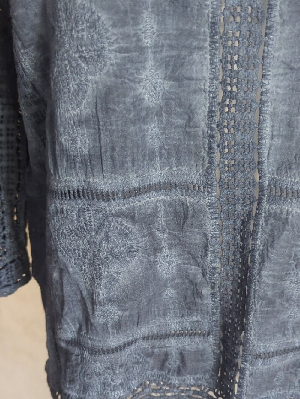 Democracy Crochet-Trim Square Neck Tunic in Slate Blue - Picture 2 of 10